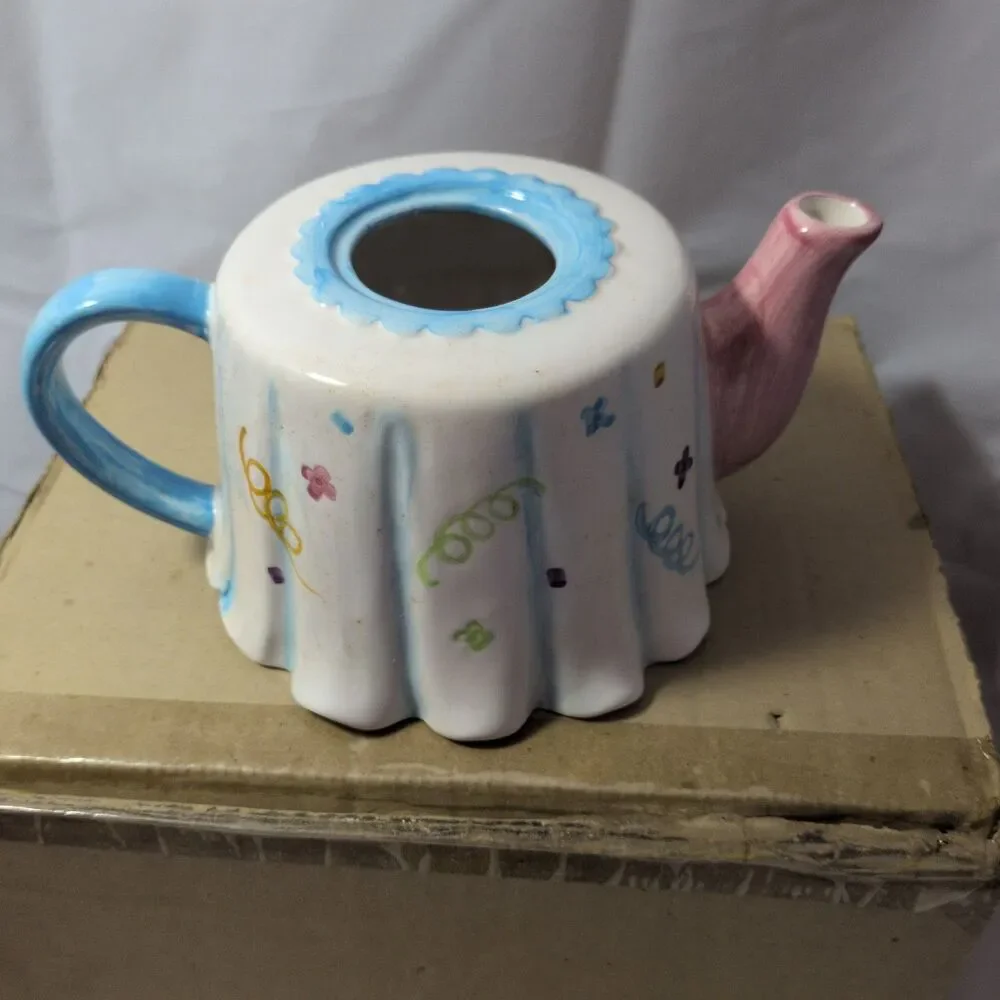 Vintage Lillian Vernon Happy Birthday Ceramic Teapot With Original Box